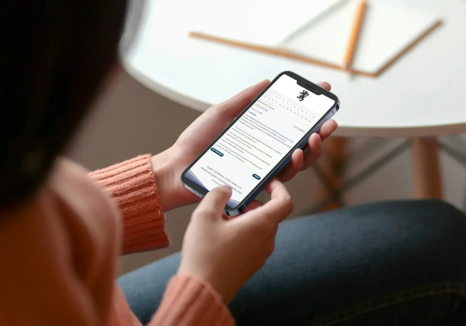 Candidate using Skincare Exam on mobile